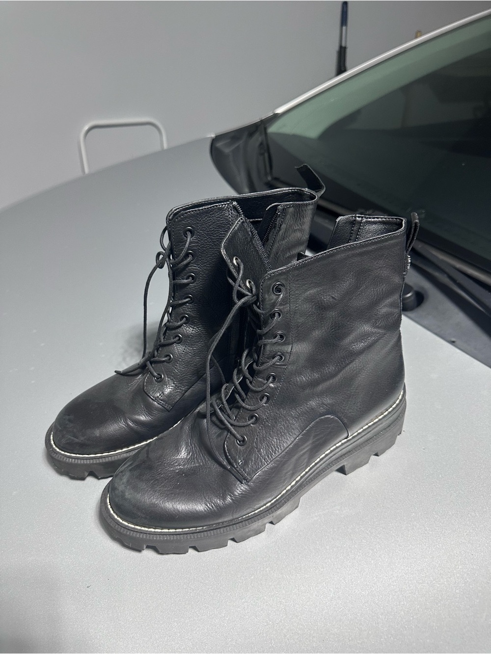 Sam Edelman Black Lace-Up Combat Boots